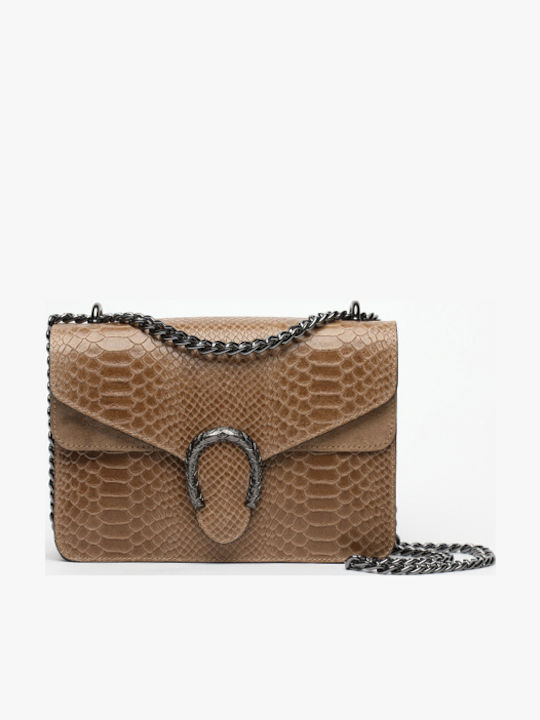 Women's Leather Shoulder Bag Suede Tabac Brown