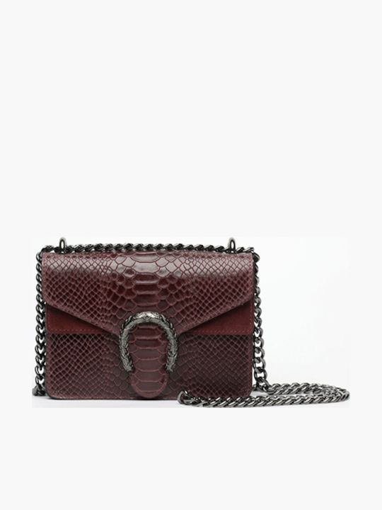 Papageorgiou Women's Leather Shoulder Bag Suede Burgundy