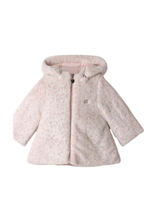 Evita Long White Hooded Kids Fur Coat