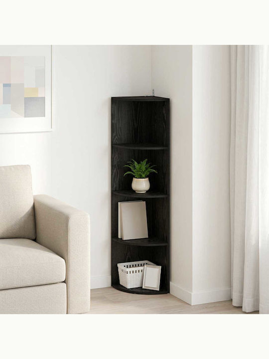 Corner Bookcase Black Oak 31.5x31x130 cm