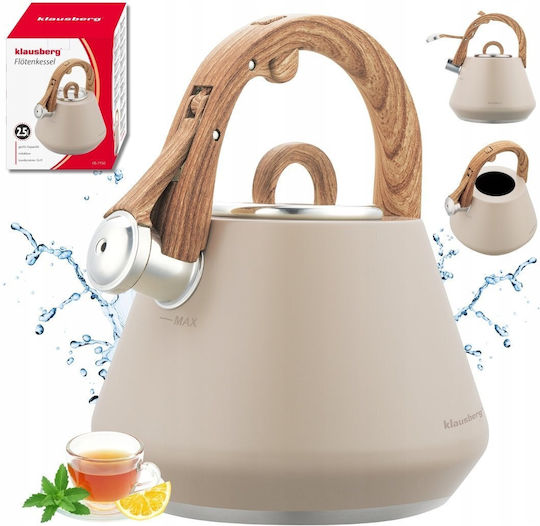 Klausberg Неръждаем бежов електрически чайник 2500 ml