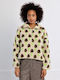 Women's Blouse with Floral Zipper Ecru