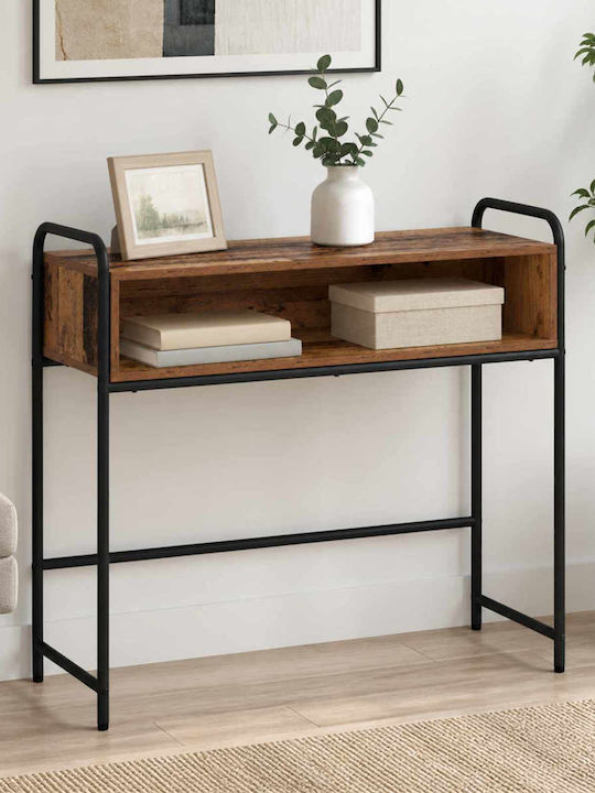 Konsolentisch aus Holz und Metall Braun L90xB33...
