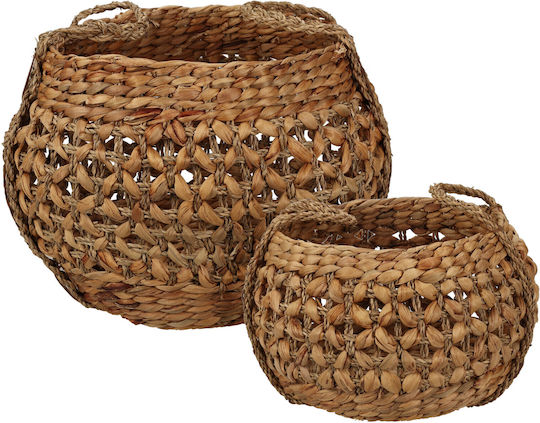 JK Home Decoration Set of Decorative Wicker Baskets Light Blue 2 Pieces