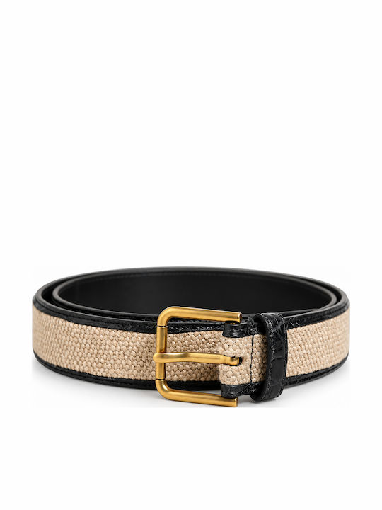 Dolce & Gabbana Curea Bărbătească din Material Textil Bej