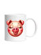 A Happy Little Pig Giving a Kiss, Affection, Valentine's Day Ceramic White Mug 330ml (Personalized)