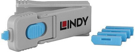 Displayport Locking Device 4 Pieces Blue + Key Lindy 40324