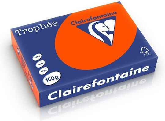 Clairefontaine Intense Orange A4 Cardstock 160 Gsm 250 Sheets Ream
