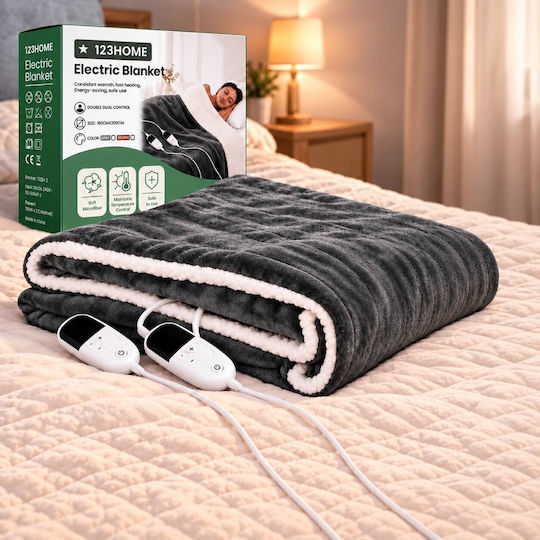Kraft World TKSH-3 Grey Double Electric Blanket Washable Grey 280W 200x180cm