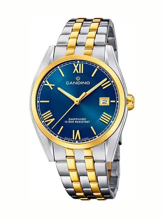 Candino Мъжки Часовник 40mm на Батерия със Среб...