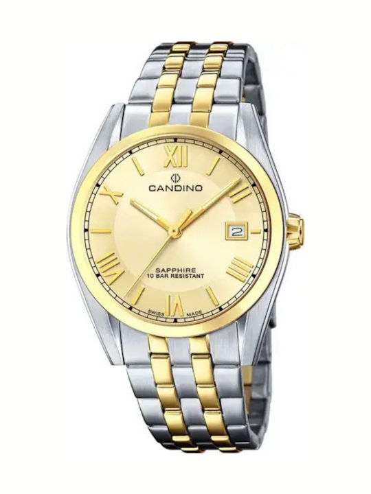 Candino Elegance Мъжки Часовник 40mm На Батерия с Браслет от Стомана в Цвят Шампанско Candino Elegance Мъжки Часовник 40mm На Батерия с Браслет от Стомана в Цвят Шампанско