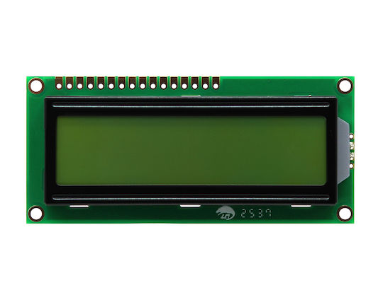 LCD-Zeichendisplay 2x16 Mit Grüner Hintergrundbeleuchtung Gr 80x36mm Reverse Acm1602kr-fl-ybw-ak Reverse Ztl 01.022.0049