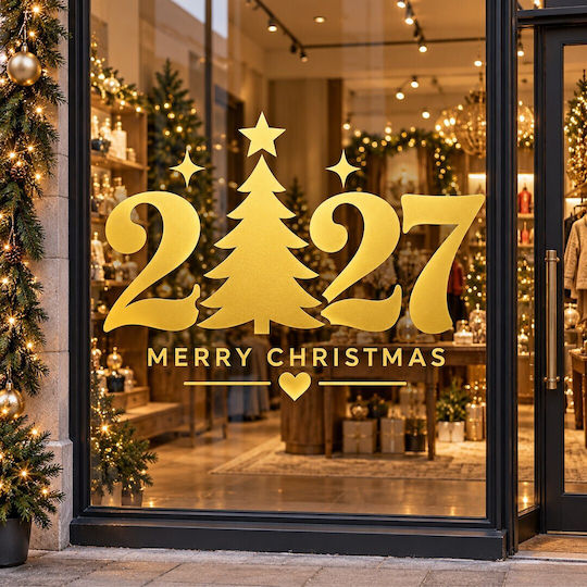Weihnachts-Schaufenster Happy New Year 2027 120 x 90 cm