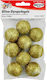 Polystyrene Balls Gold Glitter 9 Pieces