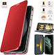 Book-style Case Motorola Moto G10 Power Magnetic Closure Flip Cover Card Pocket Stand Function Eco-leather Microfiber Interior Red