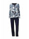 GoldenBay Winterliches Damen-Pyjama-Set Dunkelblau
