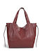 Burgundy Leather Women's Shopper Bag