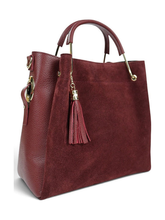 Passaggio Leather Women's Suede Tote Bag Burgundy