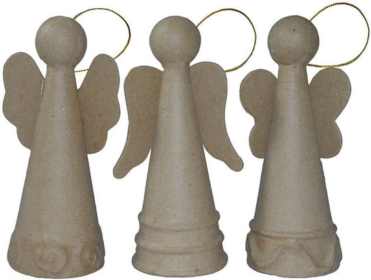 Set 3 Cardboard Angel Figurines Ready To Paint 10 Cm
