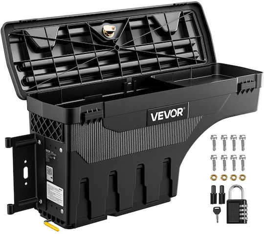 Vevor Truck Bed Storage Box Waterproof Wheel Well Tool Box ABS 25 L Anti-Theft Combination Lock Compatible with Dodge Ram 1500 2019–2023 Left Driver Side Drilling Required