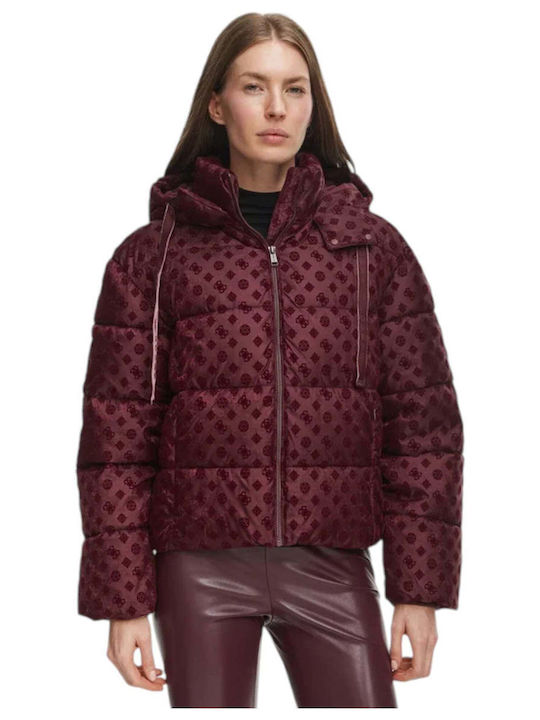 Guess Daisy Langer Damen-Pufferjacke Wasserdicht und Winddicht für den Winter Bordeaux