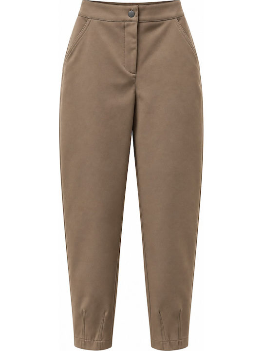 Pantaloni Dama Din Material Culoarea Tutunului