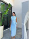 Summer Midi Dress for Wedding / Christening with Lace Light Blue