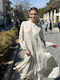 Rochie de Vară Maxi Tip Cămașă Gri