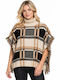Gestricktes Damen-Poncho in Beige