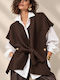 Gestrickte Damen-Pulloverweste Braun