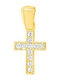 Dio Jewellery Lab Women's Cross Made of Gold-Plated Silver Without Chain