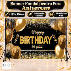 Happy Birthday To You Photo Backdrop Banner 185 X 110 Cm Polyester Canvas Black Gold Original Deals