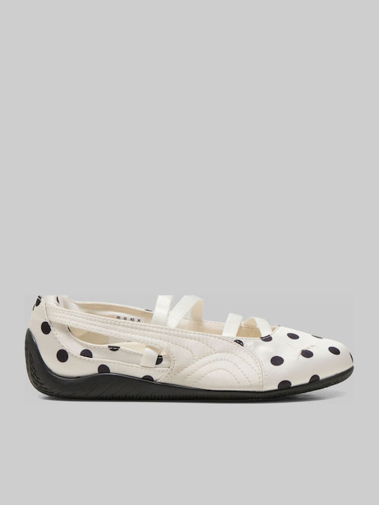 Speedcat Γυναικείες Μπαλαρίνες Sneaker-Style με Λουράκι / Μπαρέτα Λευκές