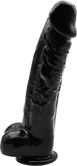 Loving Joy Dildo Ρεαλιστικό Dildo με Όρχεις και Βεντούζα Μαύρο