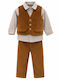 Sugar N Spice Baptism Suit for Boys Brown