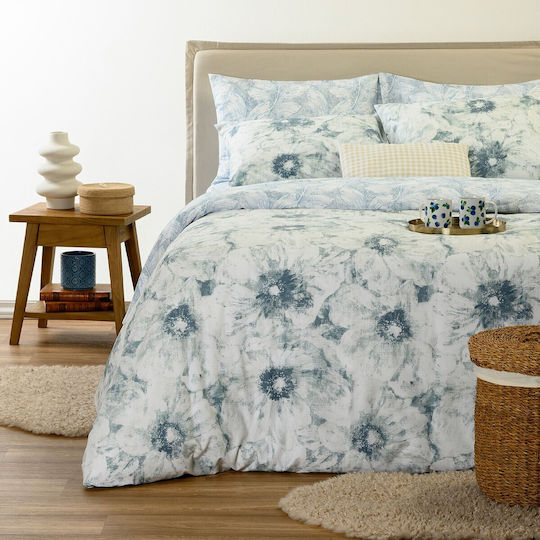 Melinen Single Duvet Set 160x240cm Lesslie Blue 350 GSM