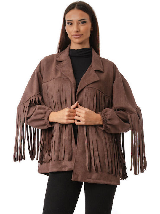 Silia D Suede Γυναικείο Μπουφάν για Χειμώνα Καφέ