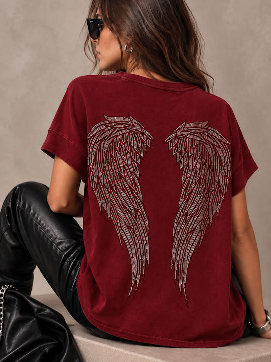 Damen-T-Shirt Bordeaux Damen-T-Shirt Bordeaux