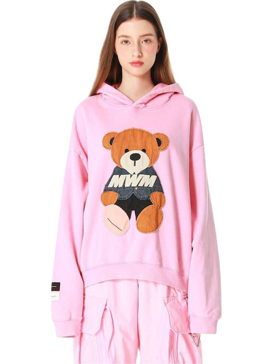 Mod Wave Movement Cropped Damen-Kapuzenpullover Pink