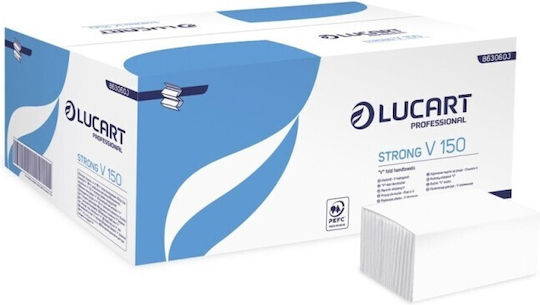 Lucart Χειροπετσέτες V-Fold 2 Φύλλων Λευκές 20 x 150τμχ