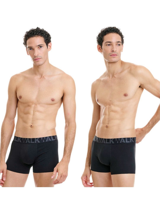 Walk Herren Boxershorts Schwarz 2er Pack