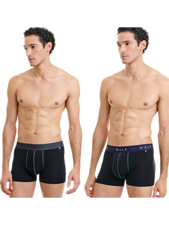 Walk Ανδρικά Μποξεράκια Μαύρα 2Pack