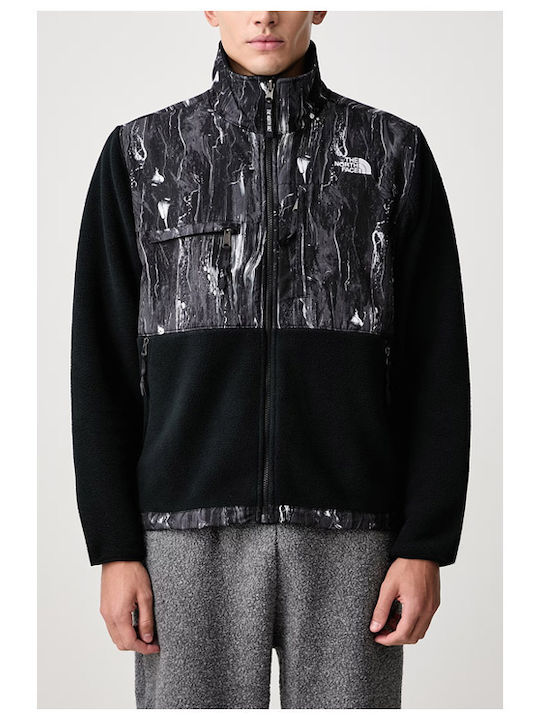 Retro Denali Bedruckte Herren-Fleecejacke Schwarz