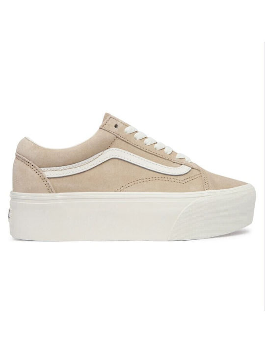 Vans Old Skool Stackform Sneakers Flatform Bej ...
