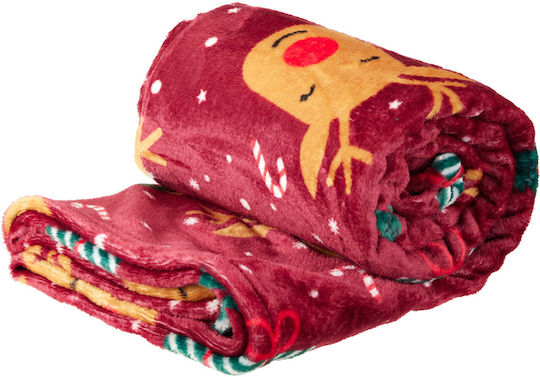K-m Red Fleece Sofa Blanket 130x160 cm Red