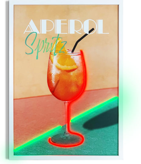 Πίνακας "aperol Green Orange" Neon Led Φωτισμό 50x70 Εκ