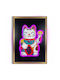 "lucky Cat" Painting Neon with LED Lighting 50x70 cm