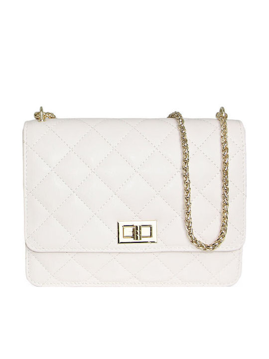 Leather Women's Flap Bag Beige