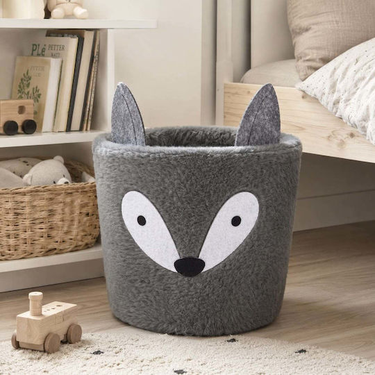 Coș de Depozitare pentru Copii din Material Textil Fox Gri 21x21x18cm