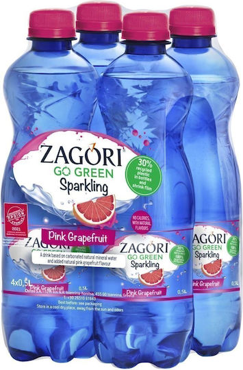 Zagori Plastic Carbonated Water with Flavor Pink Grapefruit 4x0.5lt